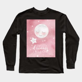 Pink Moon And Stars Long Sleeve T-Shirt